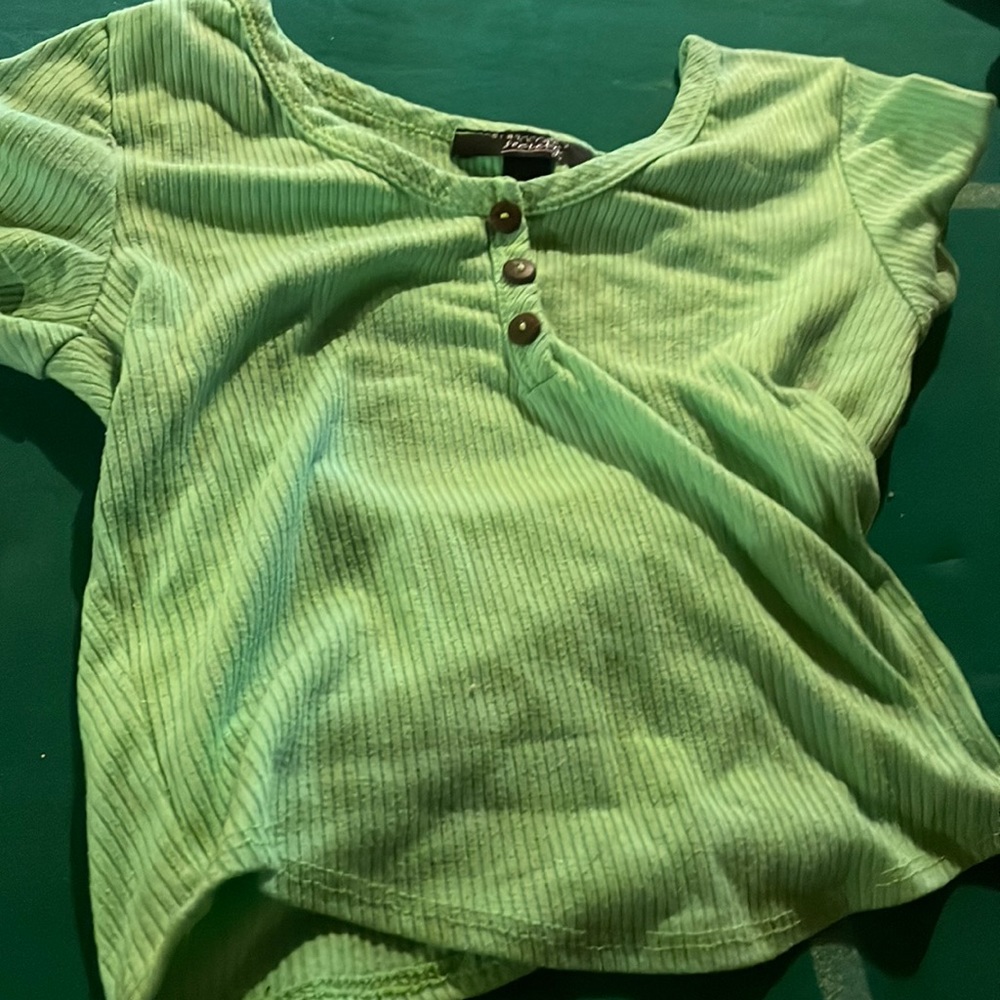 Neon green button style crop top